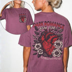 Berry Comfort Colors 1717 tee — Dark Romance Book Club front & back graphic with anatomical heart, flowers, and 'If Villain Bad, Why Hot?' — dark romance bookish apparel