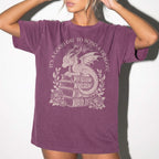It's a Good Day to Bond a Dragon Tee in Berry – vintage-style Comfort Colors graphic tee for fantasy and romantasy readers