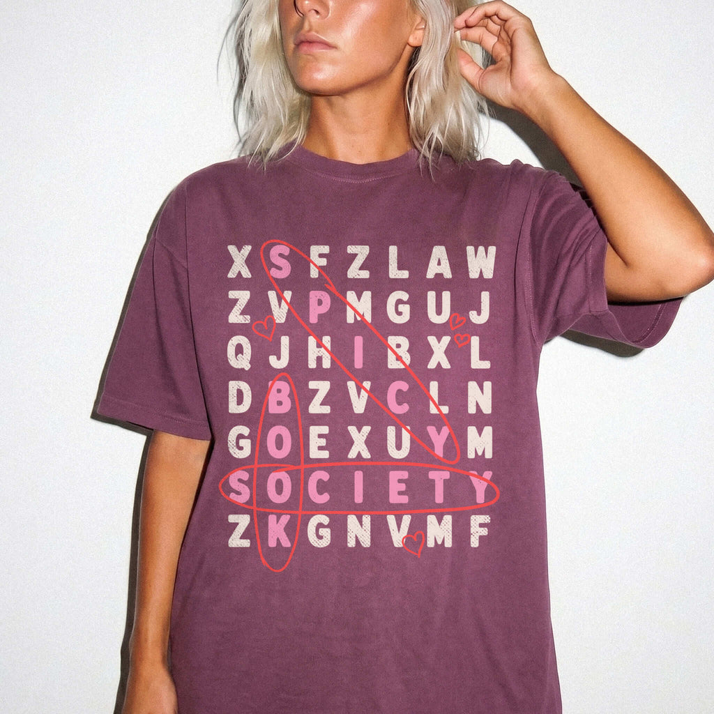 Berry Comfort Colors 1717 relaxed fit tee with Spicy Book Society word search dark romance graphic — front