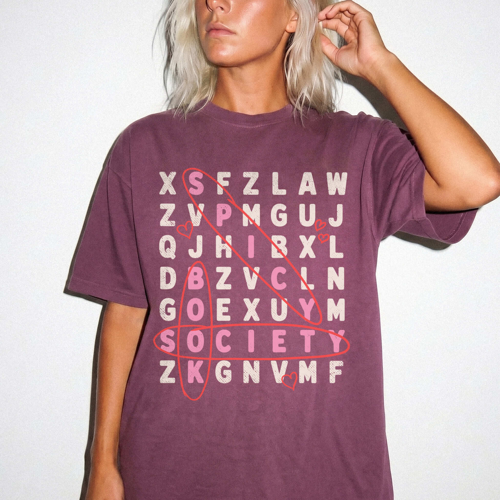 Berry Comfort Colors 1717 relaxed fit tee with Spicy Book Society word search dark romance graphic — front