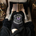 Black Comfort Colors 1717 relaxed fit tee with Hell of a Read Emotional Damage flaming skull dark romance graphic — front