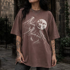 Three Dragons Howling at the Moon Tee in Espresso – vintage-style Comfort Colors graphic tee for fantasy and romantasy readers