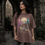 Espresso Comfort Colors 1717 relaxed fit tee with colorful dragon moon riders by day readers by night romantasy graphic