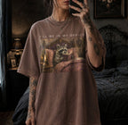 Espresso Comfort Colors 1717 relaxed fit tee with oil painting style raccoon reading in elegant bedroom and I'll Be In My Office text