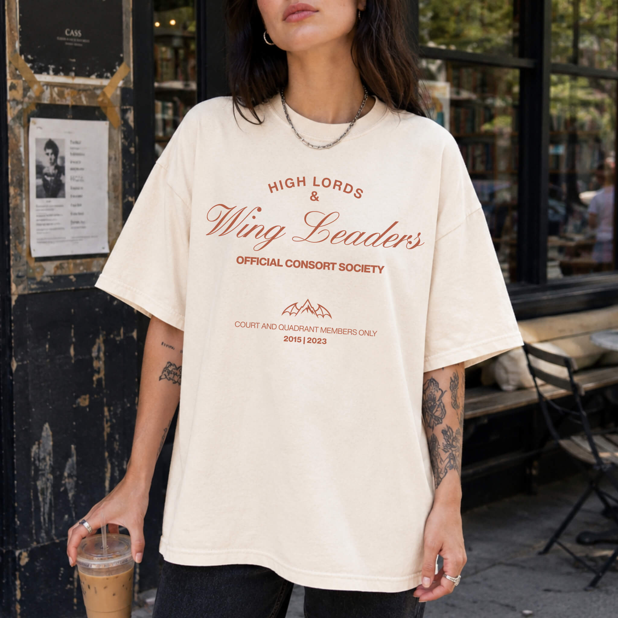 High Lords & Wing Leaders Tee in Ivory – vintage-style Comfort Colors romantasy graphic tee for fantasy readers
