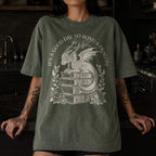 It's a Good Day to Bond a Dragon Tee in Moss – vintage-style Comfort Colors graphic tee for fantasy and romantasy readers