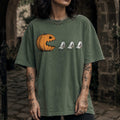 Moss Comfort Colors 1717 relaxed fit tee with pumpkin chasing book ghosts Halloween bookish graphic — front