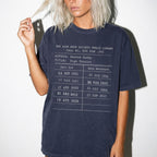Navy Comfort Colors 1717 relaxed fit tee with Slow Burn Society Public Library card dark romance bookish graphic