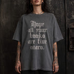 Hope All Your Books Are Five Stars Tee in Pepper – vintage gothic lettering Comfort Colors graphic tee for book lovers and dark romance readers.