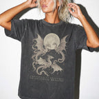 Pepper Comfort Colors 1717 relaxed fit tee with dragons and moon emotionally attached to fictional dragons romantasy graphic — front