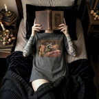 Pepper Comfort Colors 1717 relaxed fit tee with oil painting style raccoon reading in elegant bedroom and I'll Be In My Office text