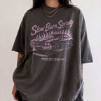 Pepper Comfort Colors 1717 relaxed fit tee with Slow Burn Society retro car flames dark romance graphic — front
