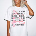 White Comfort Colors 1717 relaxed fit tee with Spicy Book Society word search dark romance graphic — front