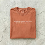 Yam Comfort Colors tee folded flat reading "Read dark romance they said. It'll be fun they said." in a minimal typewriter font.