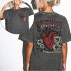 Pepper Comfort Colors 1717 tee — Dark Romance Book Club front & back graphic with anatomical heart, flowers, and 'If Villain Bad, Why Hot?' — dark romance bookish apparel